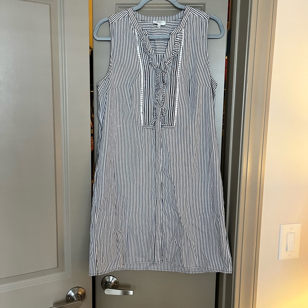 Blue & White Striped Shift Dress